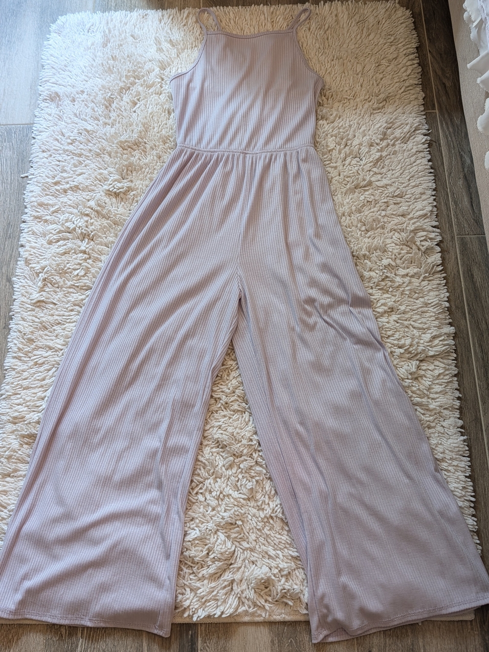 Women's Wide-Leg Ribbed Jumpsuit in Light Lavender